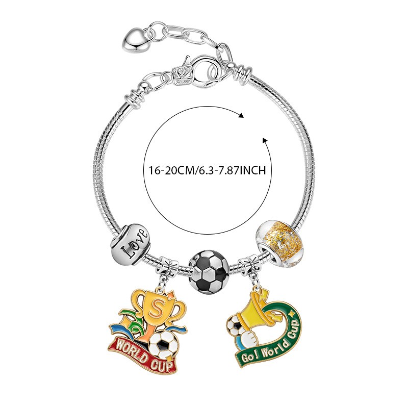 Football Soccer Charm Bracelet Zinc Alloy Enamel Beads World Cup JewelryFansGift