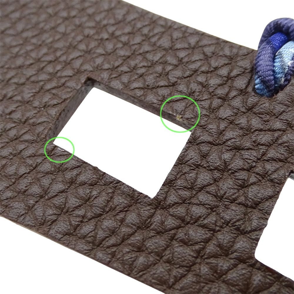 HERMES Charm Petit Ash Torii Ladies Mens Voeu Epsom Togo Purple Dark Brown Used