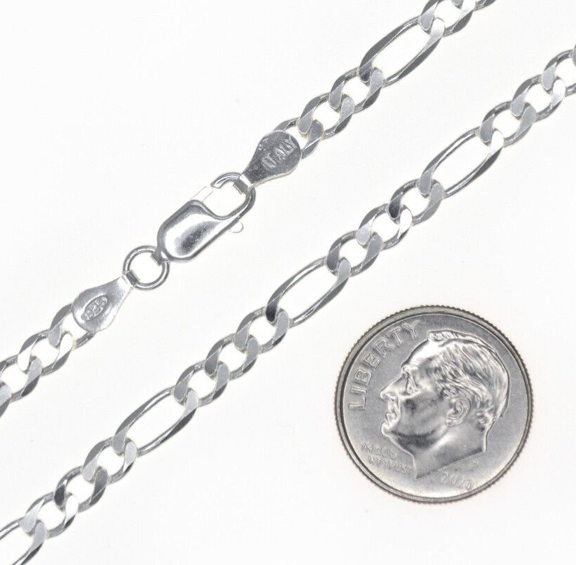 925 Italy SOLID Sterling Silver FIGARO Link Chain Bracelet 7″ 8″ 9″ 10″ .925