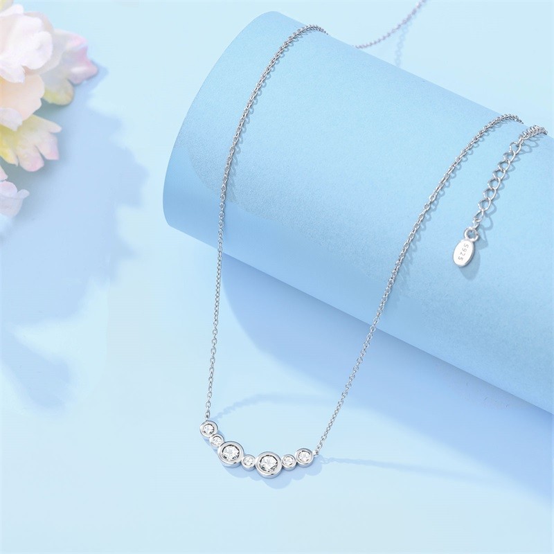 KUNSIR Sterling Silver Starry Bubble Necklace For Women Chokcer 17in Chain Gifts
