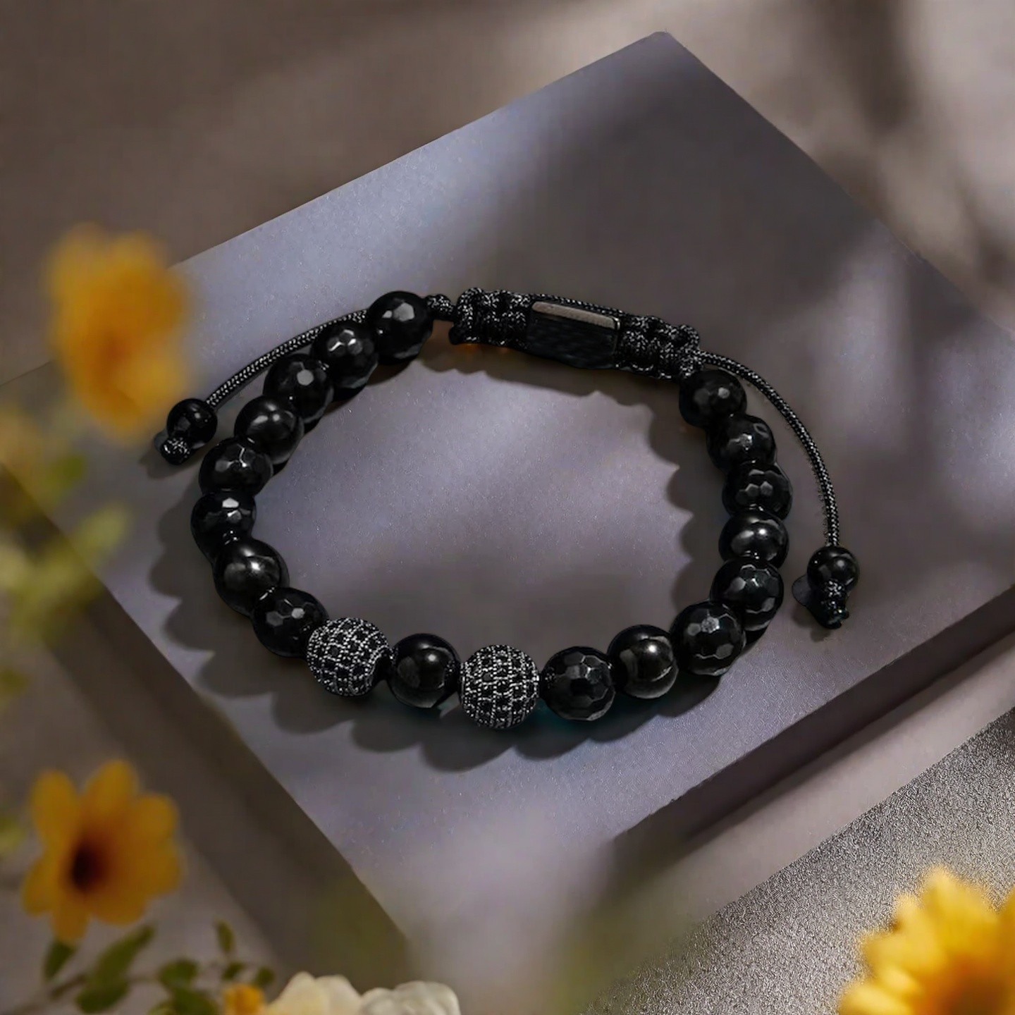 Natural Black Tourmaline Men Bracelet Energy Crystal Stone Healing Reiki Gift