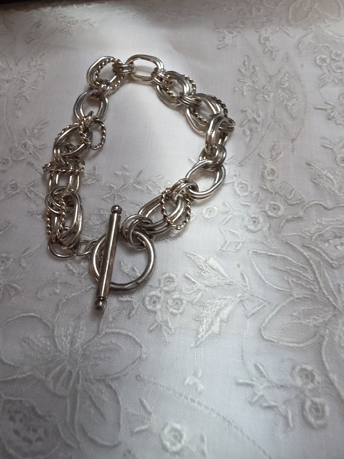 Silver Tone Bracelet Whit Rings