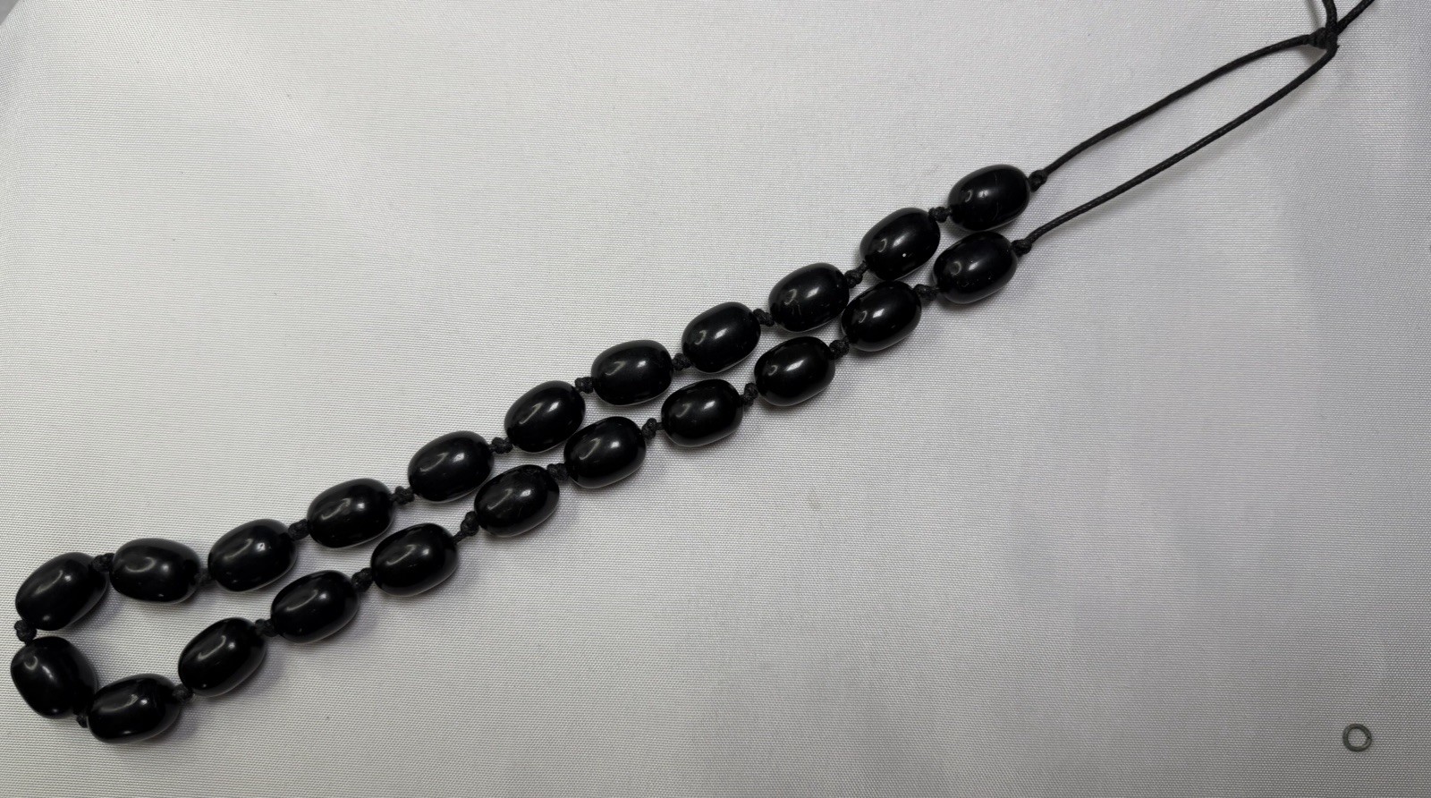 Black Bead Adjustable Cord Necklace Hand Knotted Boho Tribal Artisan Statement