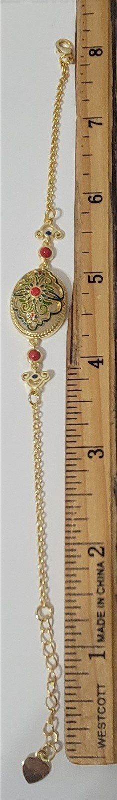 Victorian Trading Moonstone & Enamelware Cloisonné Dainty Bracelet 28C