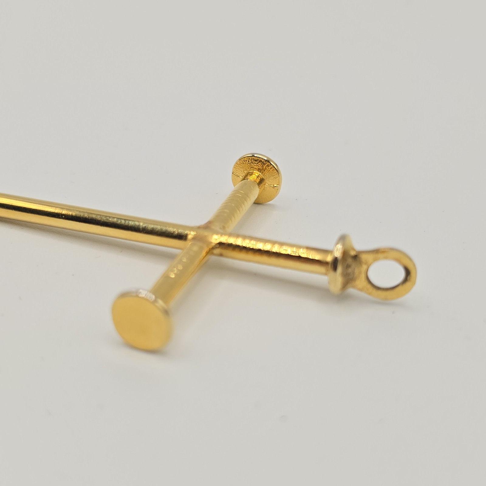 Three Nail Cross Gold Tone Pendant Christian Religious Jewelry 2.25″