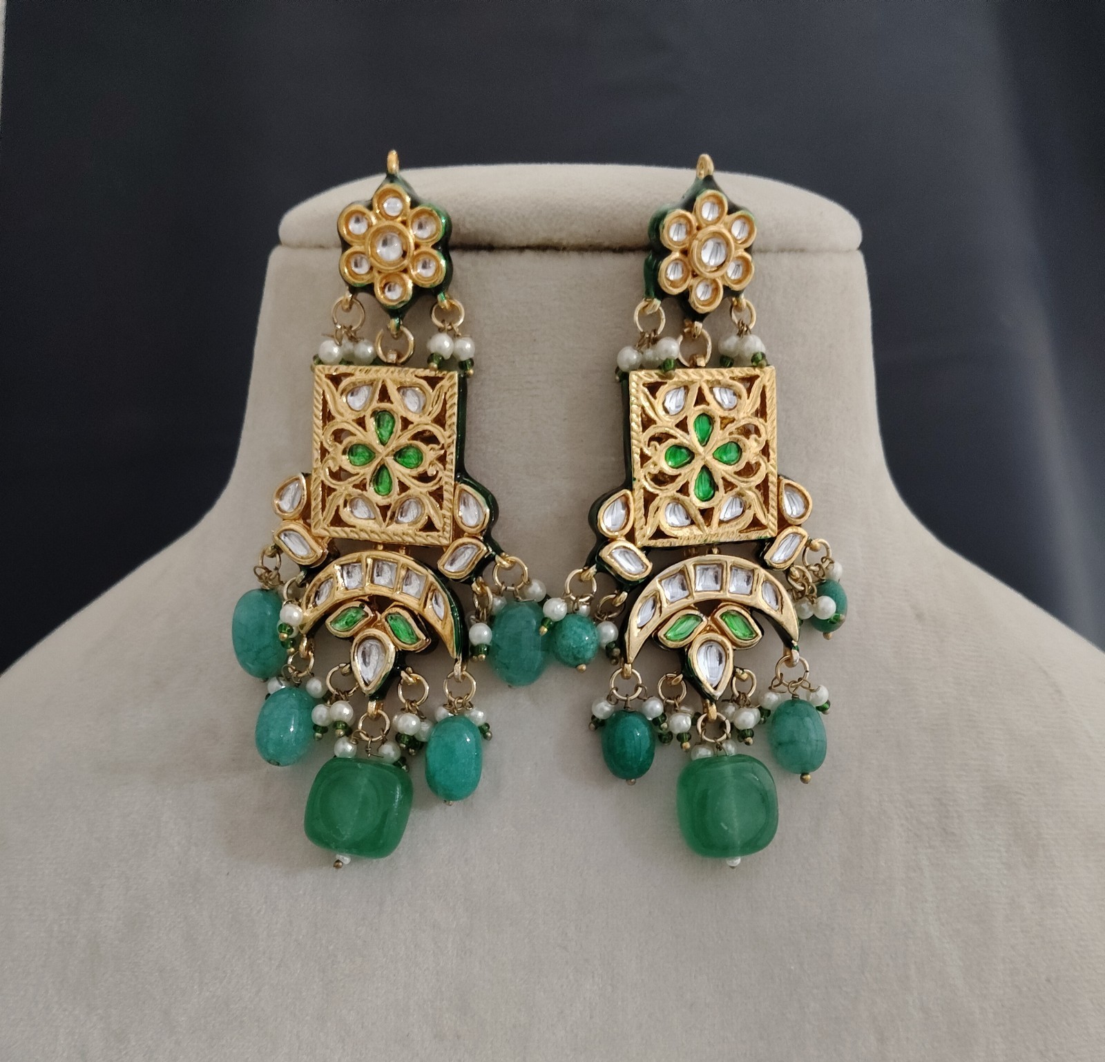 Emerald Green Kundan Choker Set Indian Bridal Necklace Roz Jewellers.