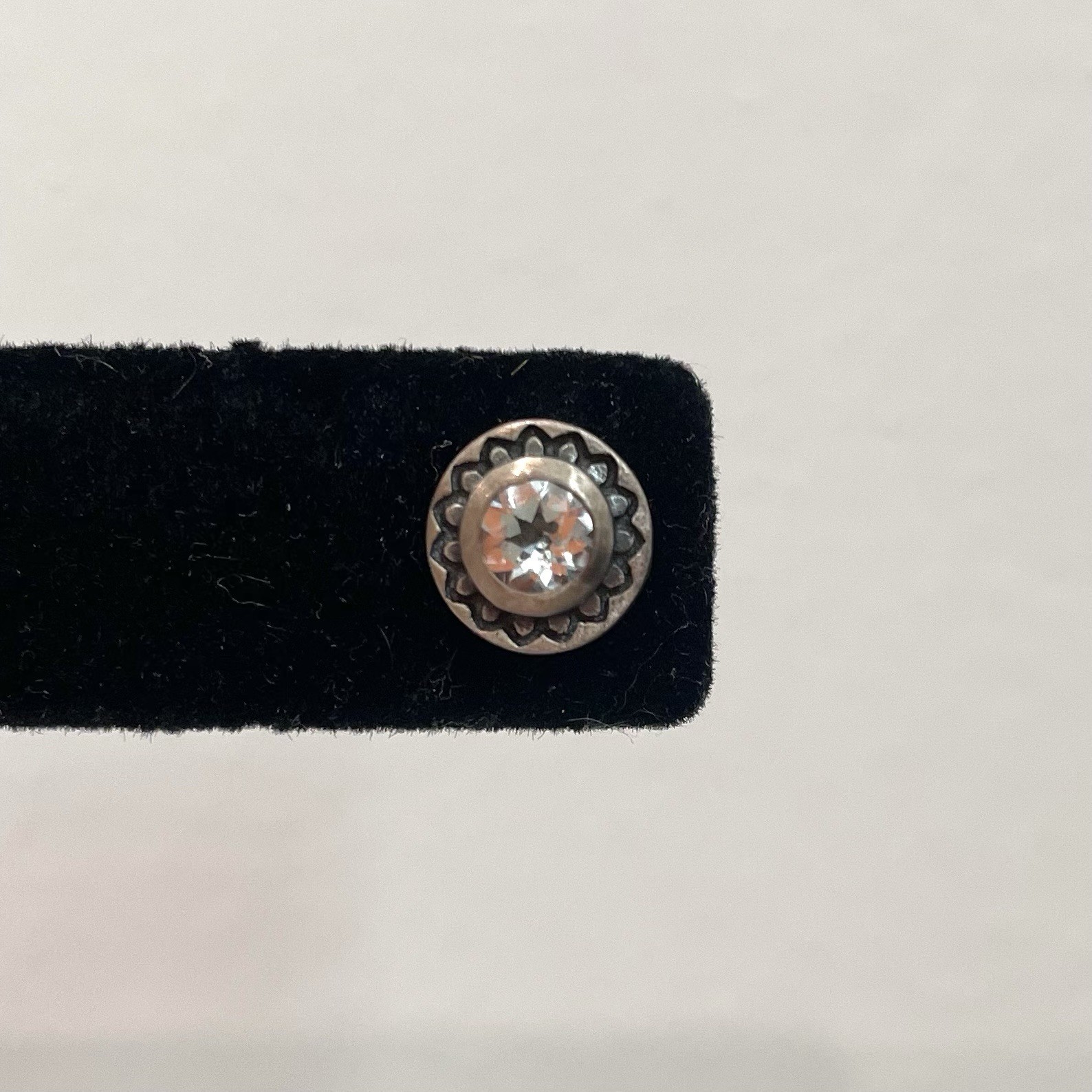 Sterling Silver 925 Clear Round Scalloped Bezel Solitaire Stud Earrings
