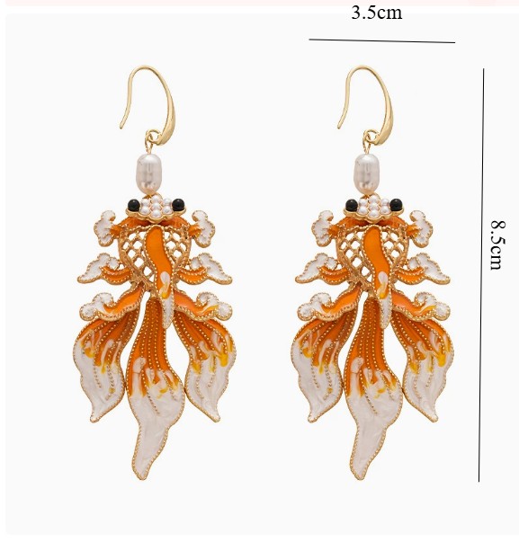 Vintage tassel pendant jewelry coffee colored koi ear hook earrings