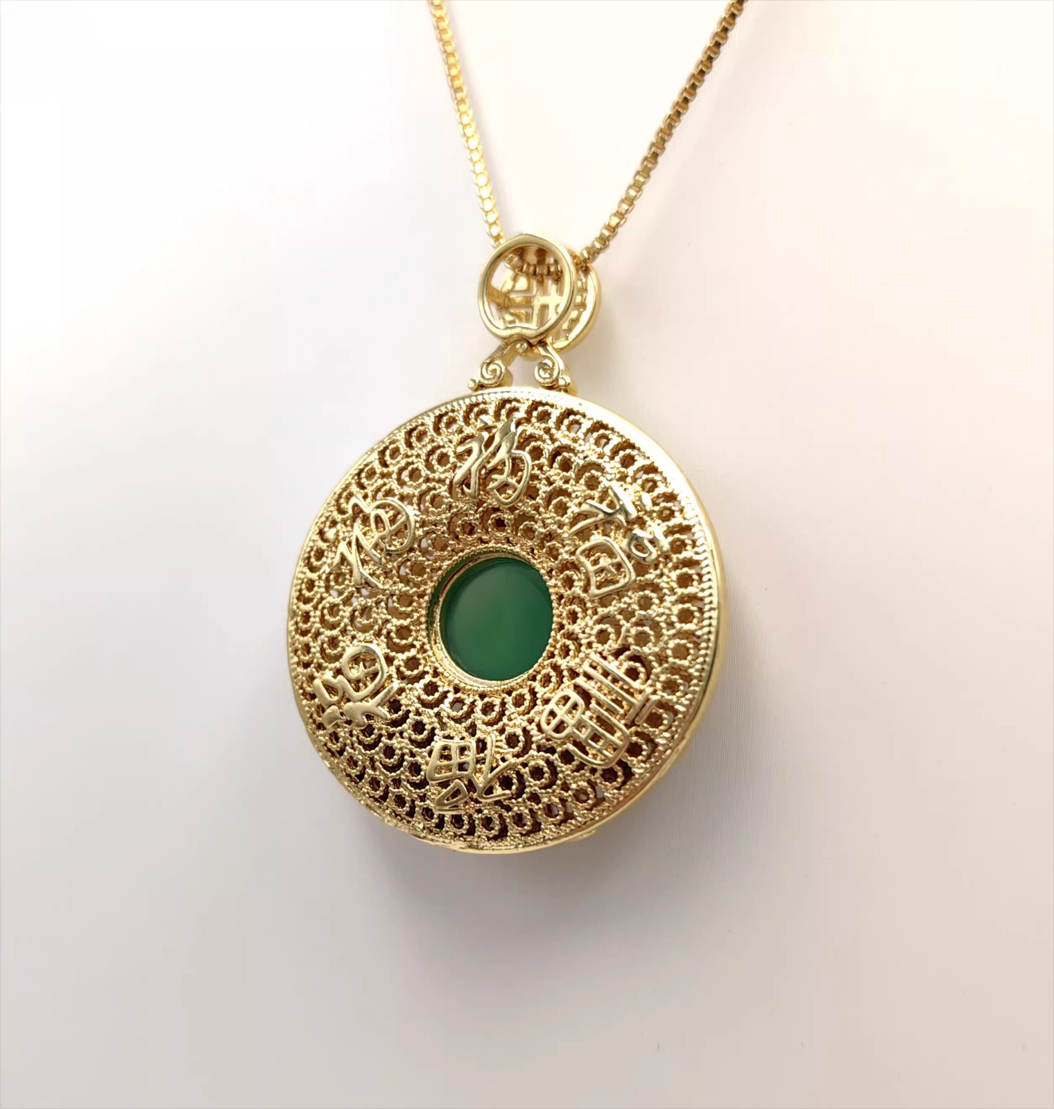 BN Nature Jade Vase Pendant Necklace Jewelry charm Blessing Lucky tune
