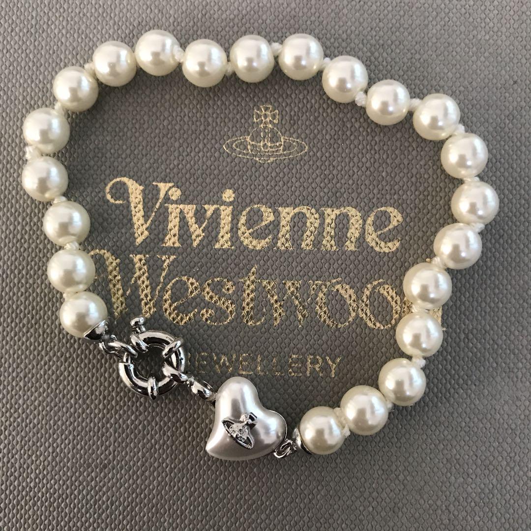 Vivienne Westwood Bracelet Pearl Heart Silver NO BOX [EJ921