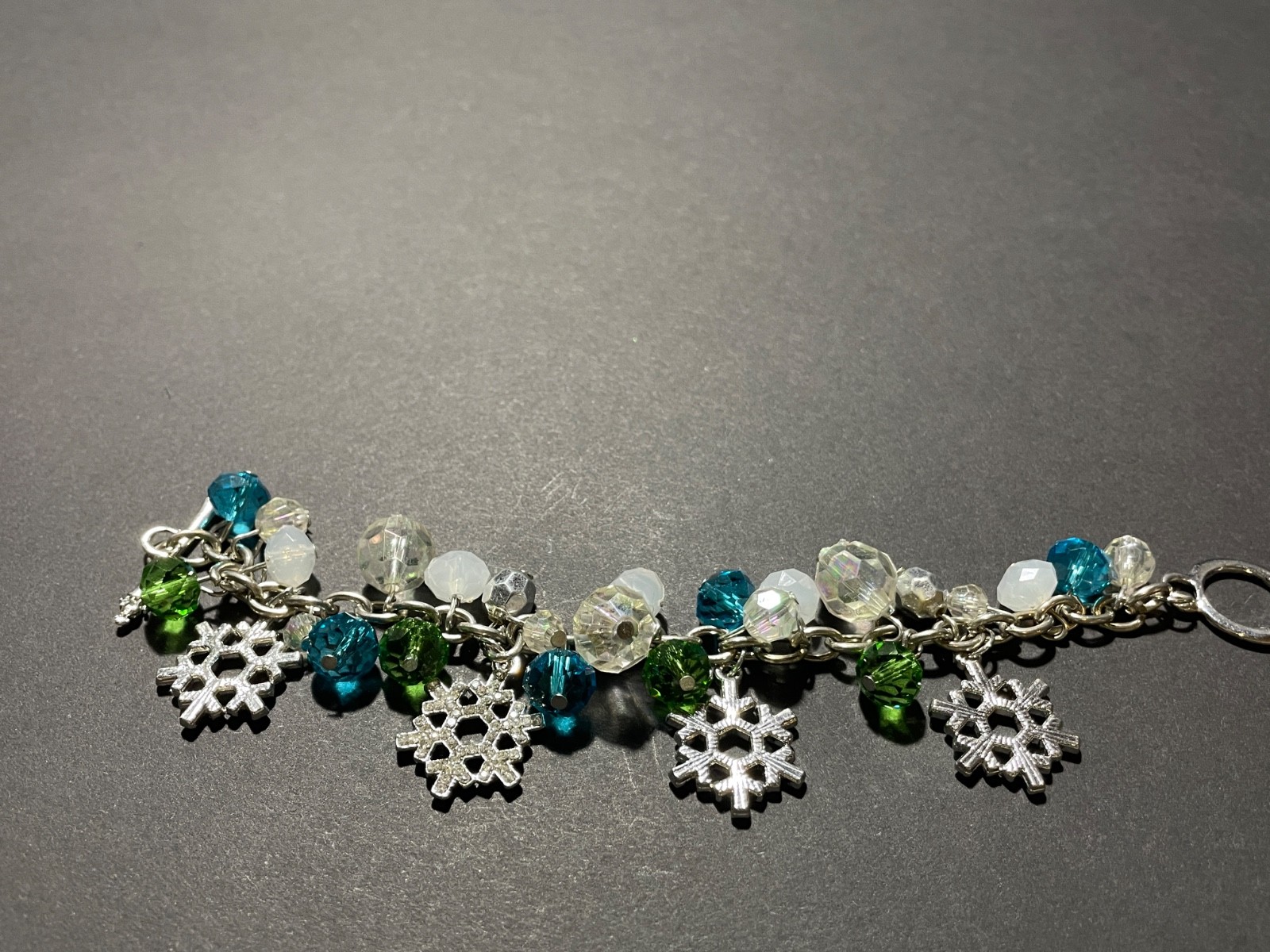 Pier 1 Snowflake Necklace Bracelet Set 19-21″ Holiday Christmas Rhinestone Charm
