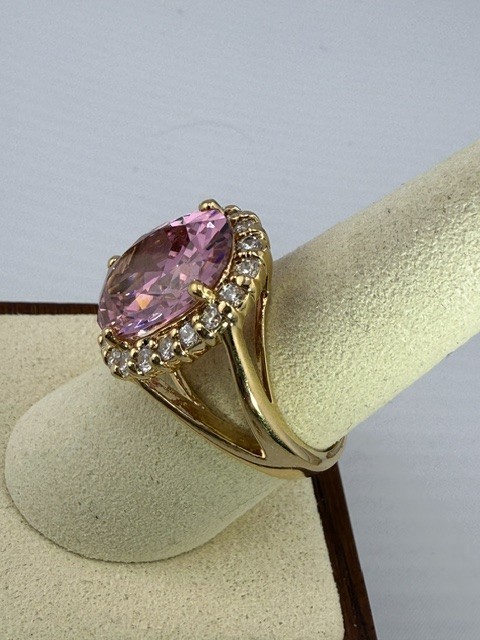 Pink and Gold Colored Ring and Earrings set – Size 8