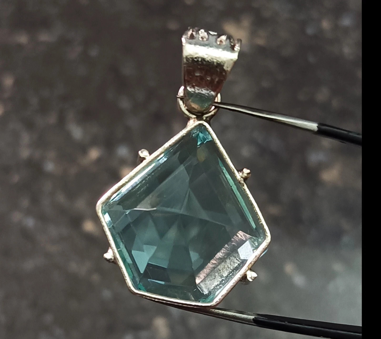 54.55 CT Aqua Blue Topaz Fancy Cut Pendant Necklace Sterling Silver With Chain