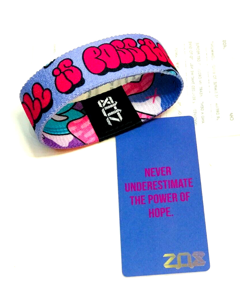 ZOX **ALL IS POSSIBLE** Silver Strap Wristband w/Card You Choose Size NIP