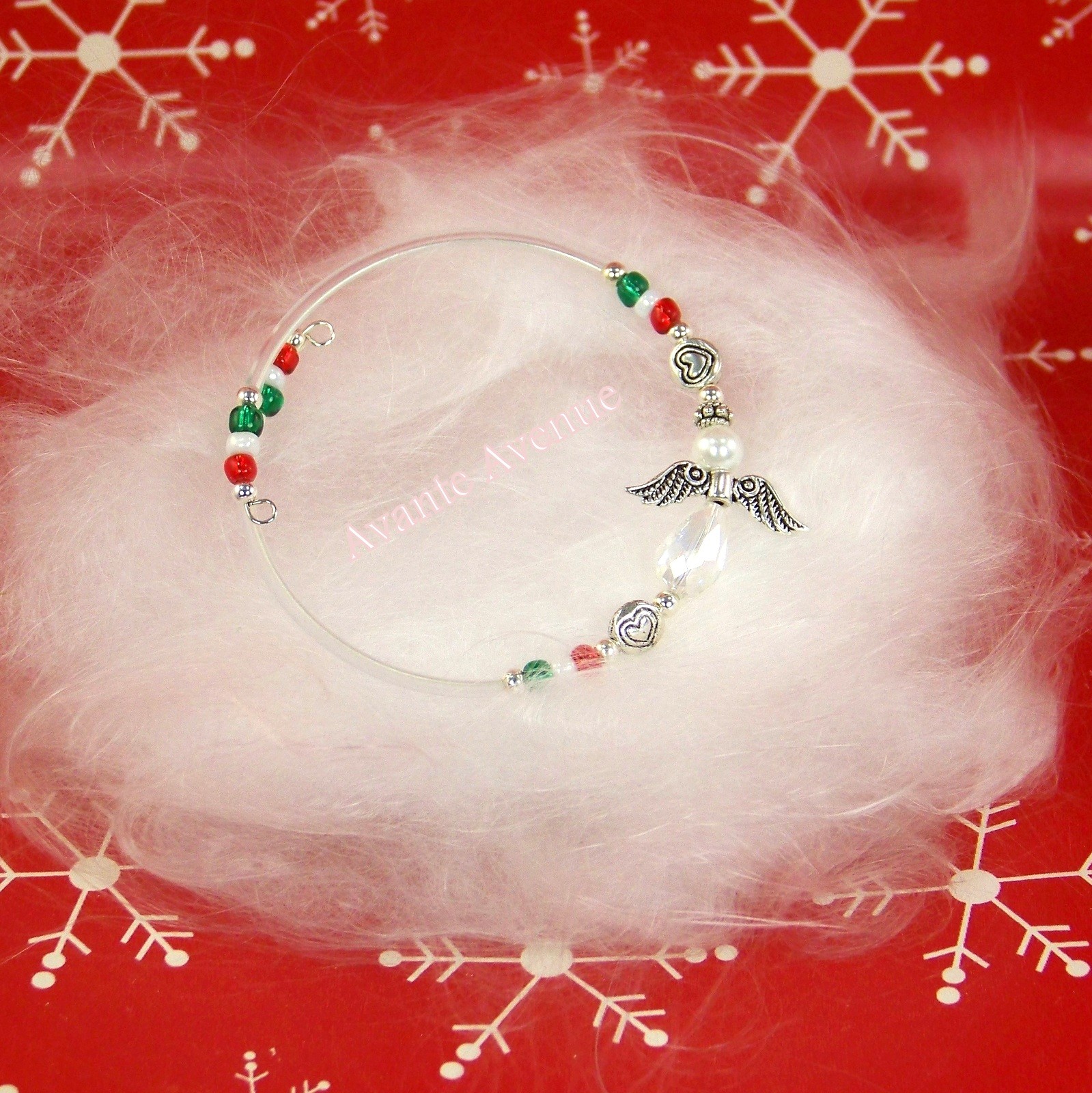 Christmas BRACELET Bangle 6.5-in to 7.5-in Heart ANGEL CB Avante Avenue