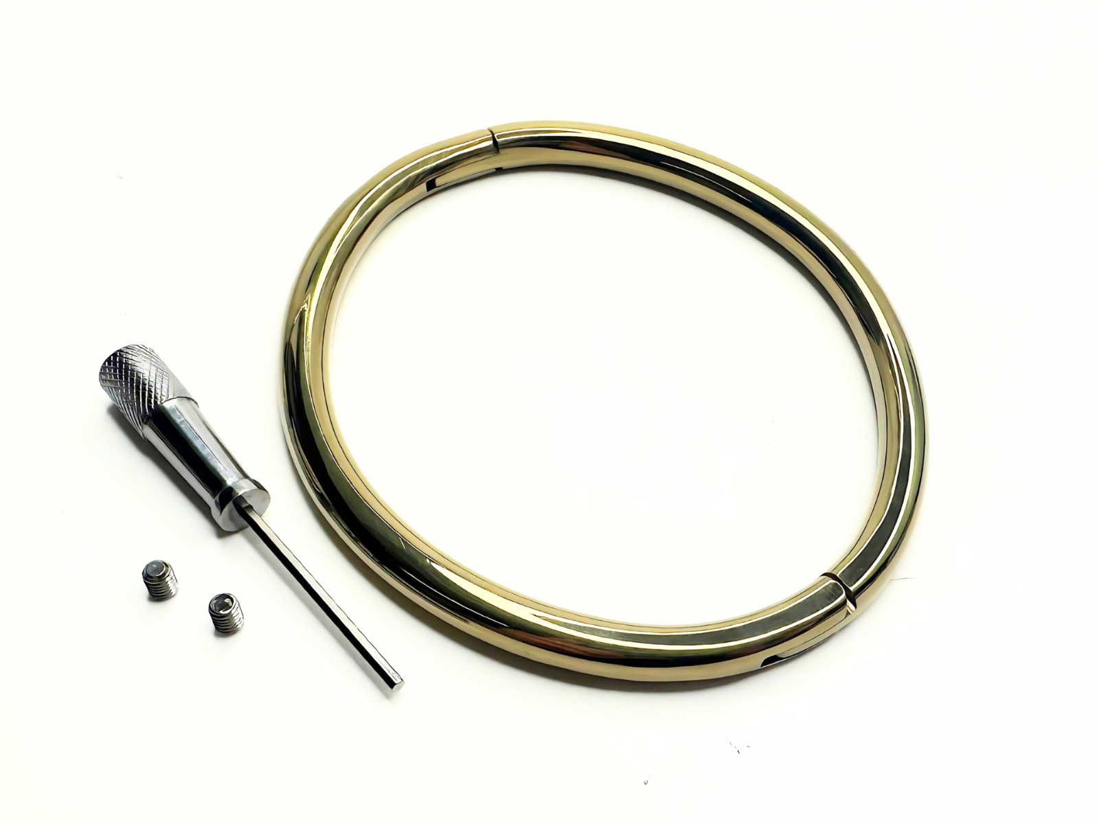 New Design Single Handcuff 6mm Locking Gold Cuff BDSM Slave Bracelet