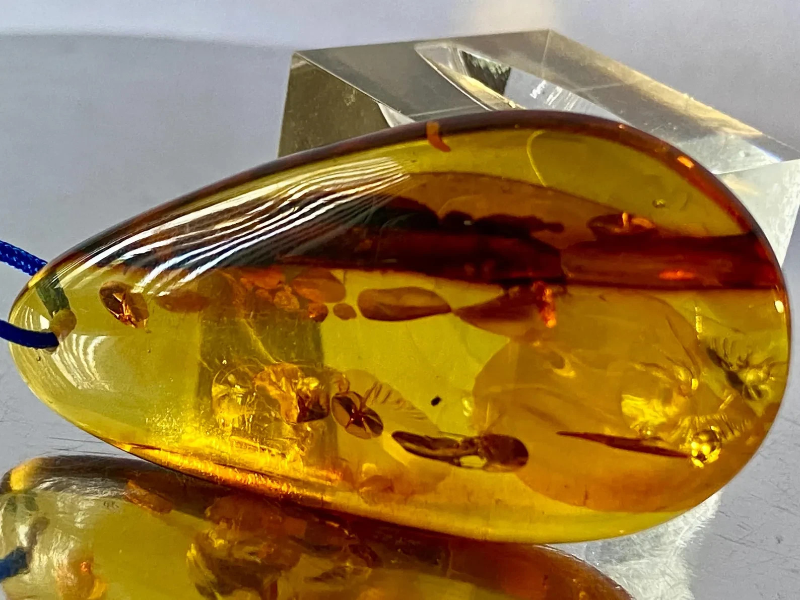 46mm Baltic Amber Pendant Cognac Scenic Inclusions Collector Statement B1413