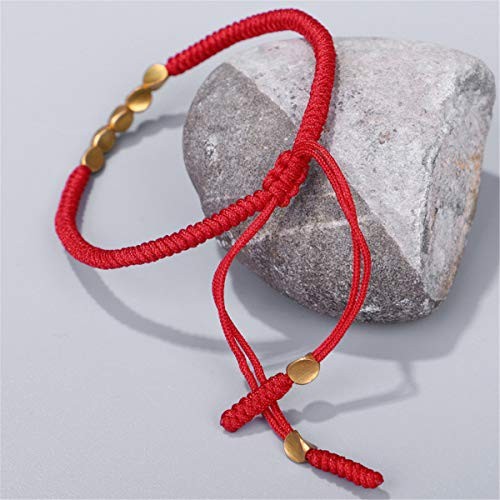 2-3 Pcs Tibetan Copper Beads Bracelet Adjustable Handmade Braided Copper Red