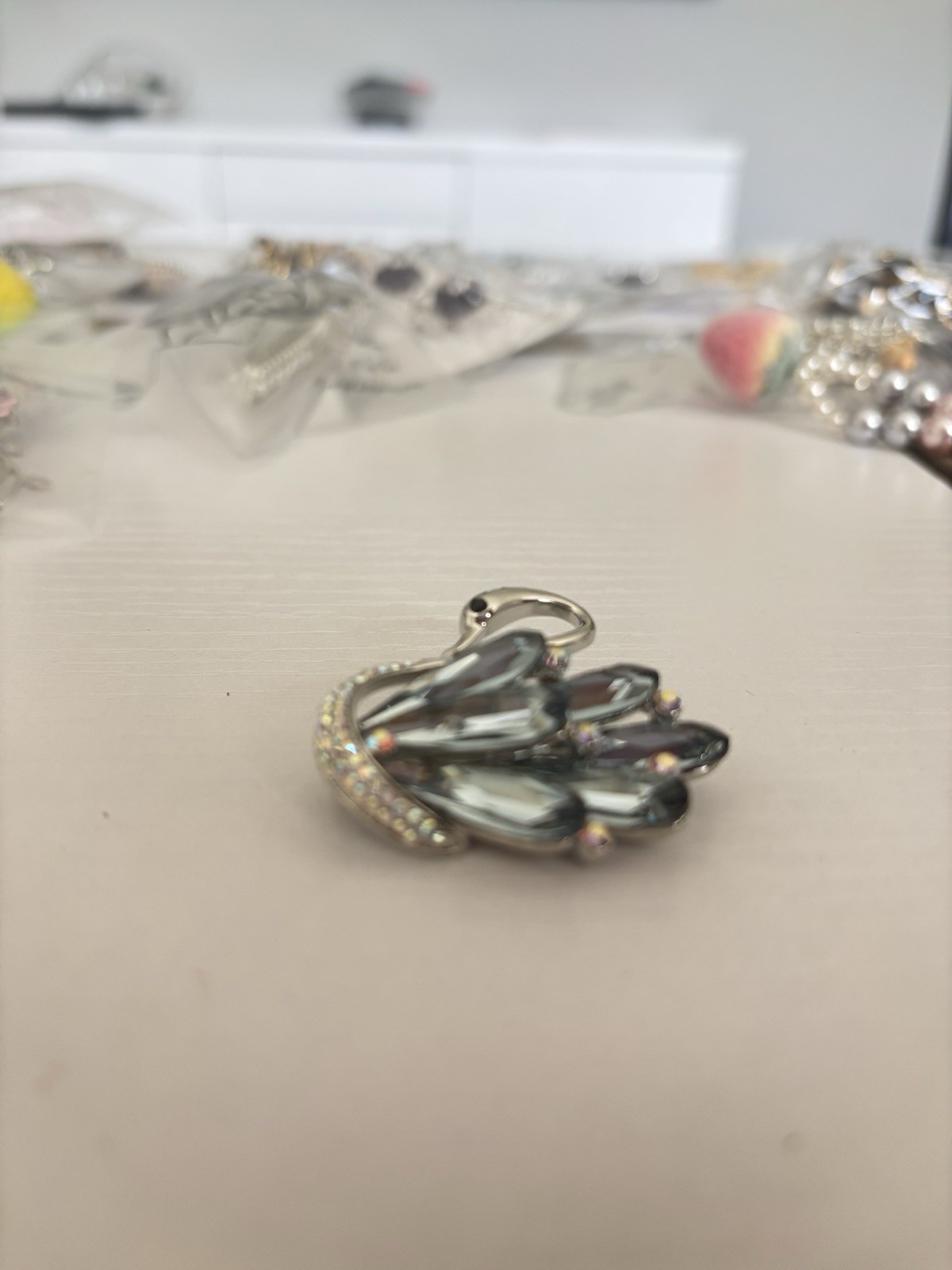 Crystal Swan Brooch