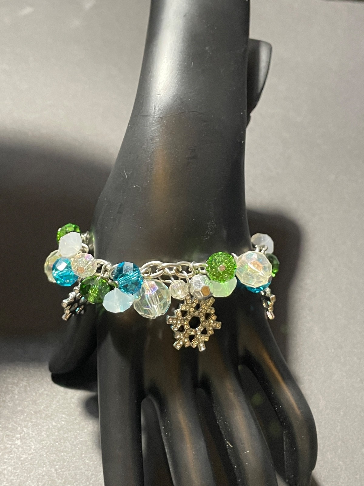 Pier 1 Snowflake Necklace Bracelet Set 19-21″ Holiday Christmas Rhinestone Charm