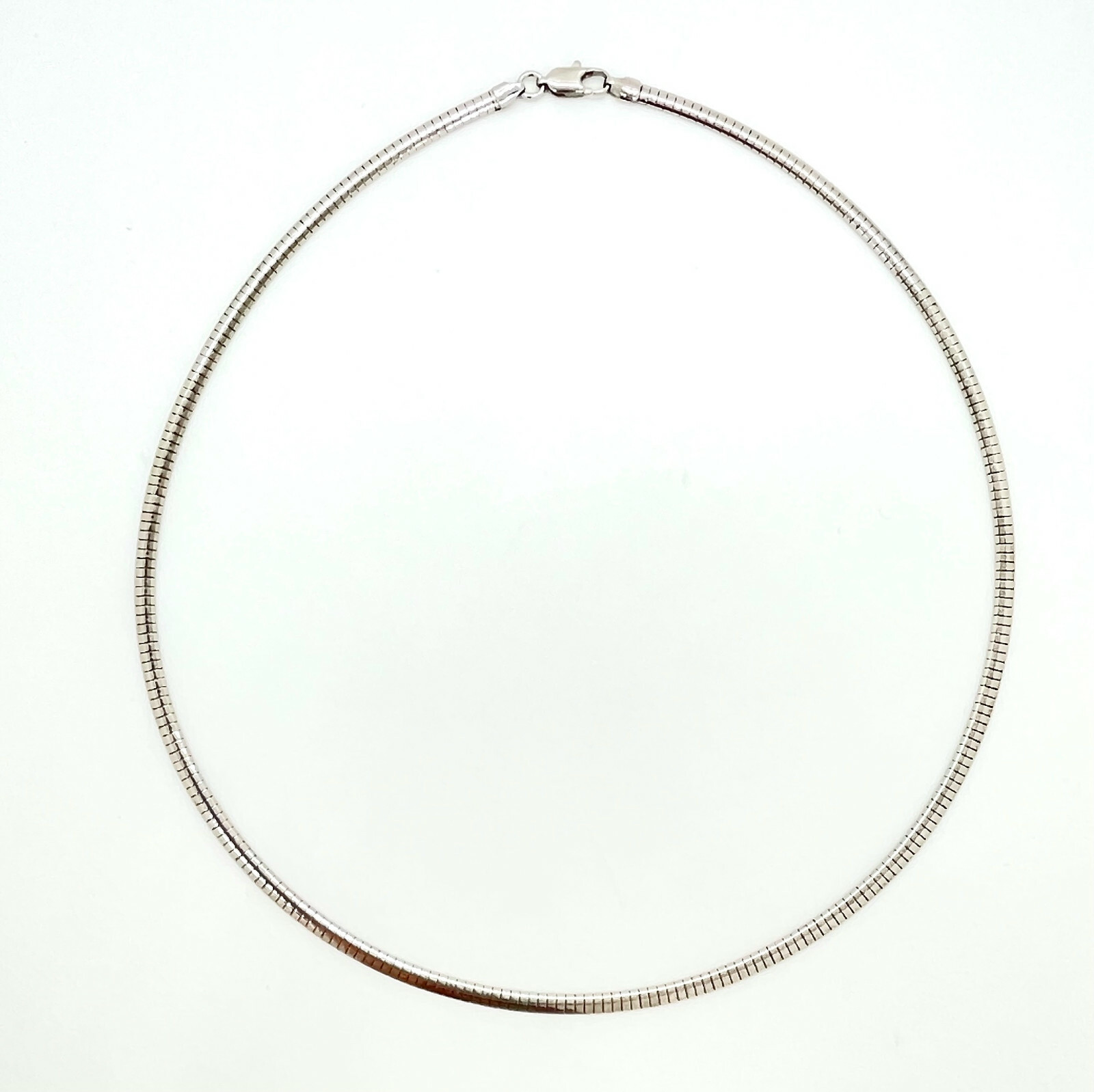 Silver Tone 3.1mm Low Dome Omega Collar Necklace 18″ 12.0g