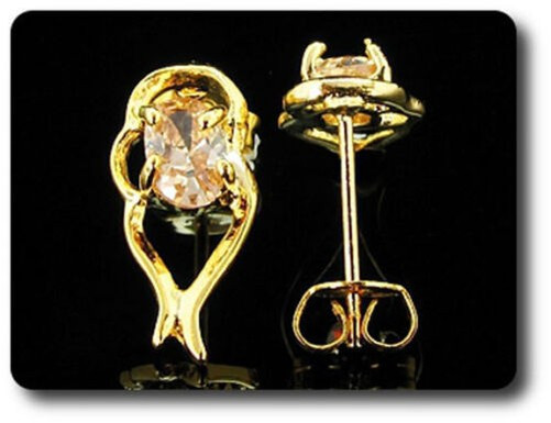 Earrings Orange Sapphire 0 3/32×0 9/32in Gold Plated 18, K