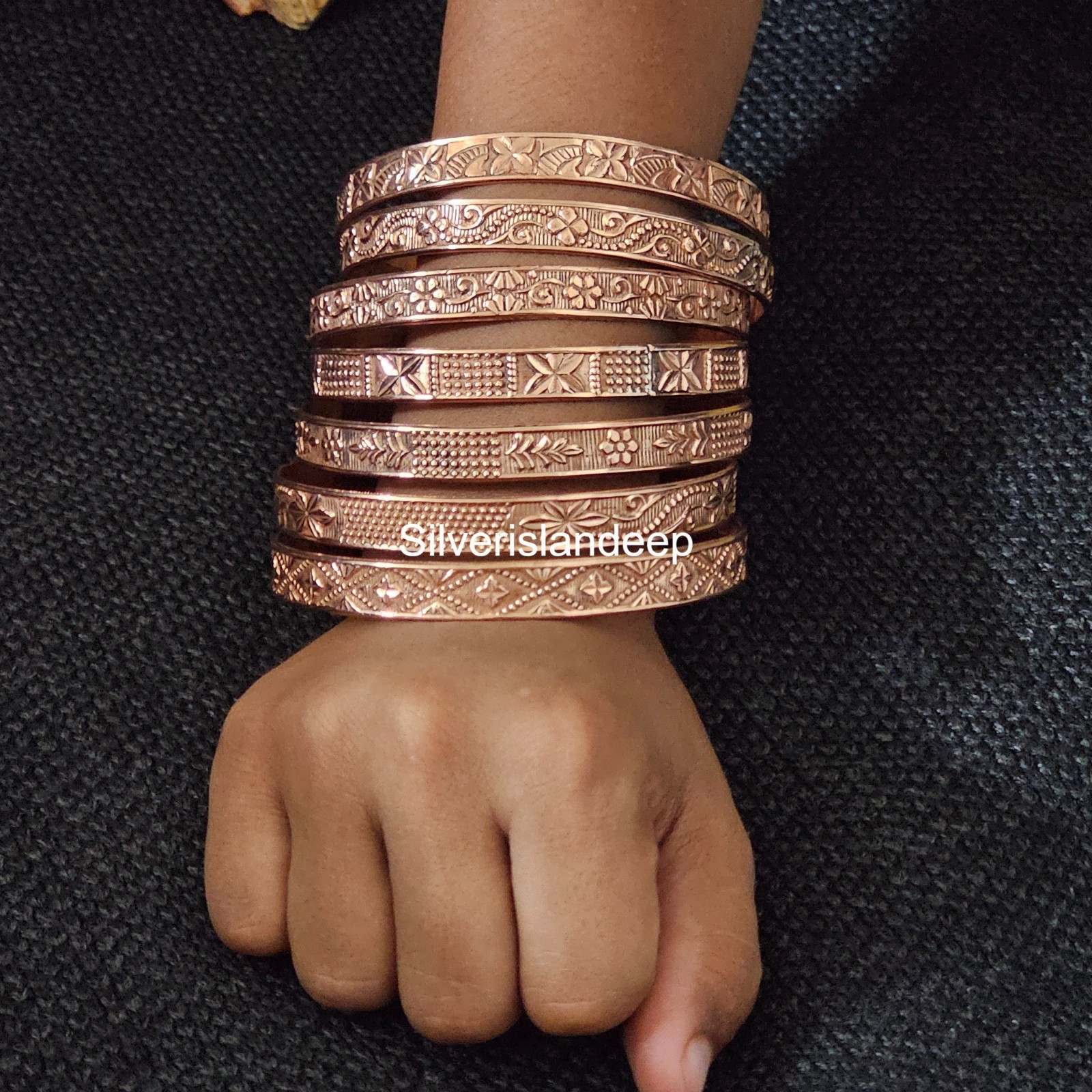 Pure Copper Bangles Set Of 7 Bangles Statement Bangles For Women Jewelry NABAA-5