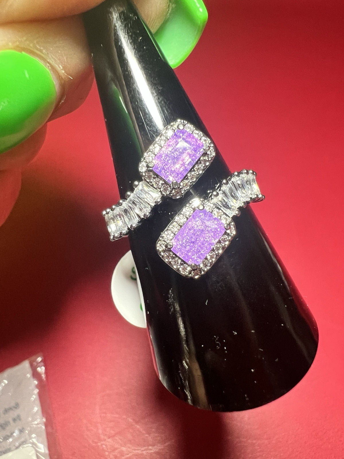 Bomb Party Ring Sz 8 Love’s Labyrinth LC Iris Ice Crystal Hematite Plating