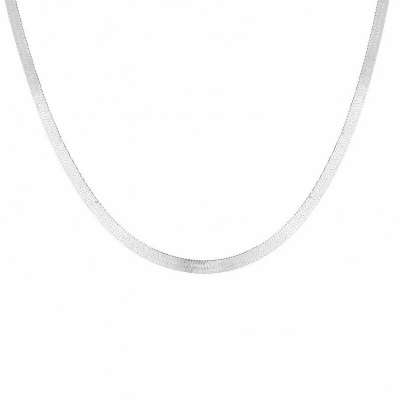 Women Stainless Steel Snake Chain Necklace Clavicle Blade Choker 13-16.5″ PE44