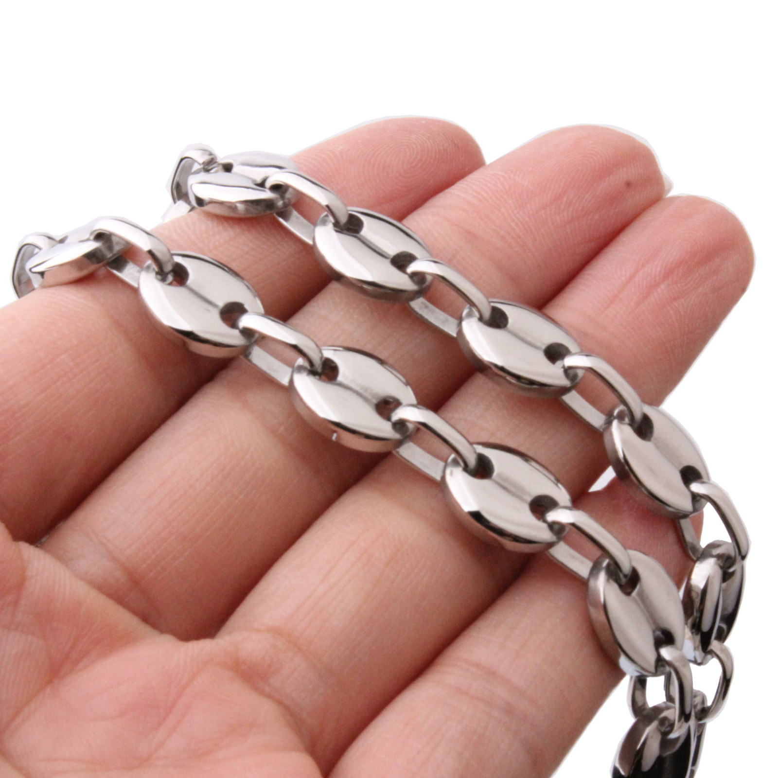 Multi-color 7″-40″ Women Men’s Chain Stainless Steel Coffee Beads Link Necklace