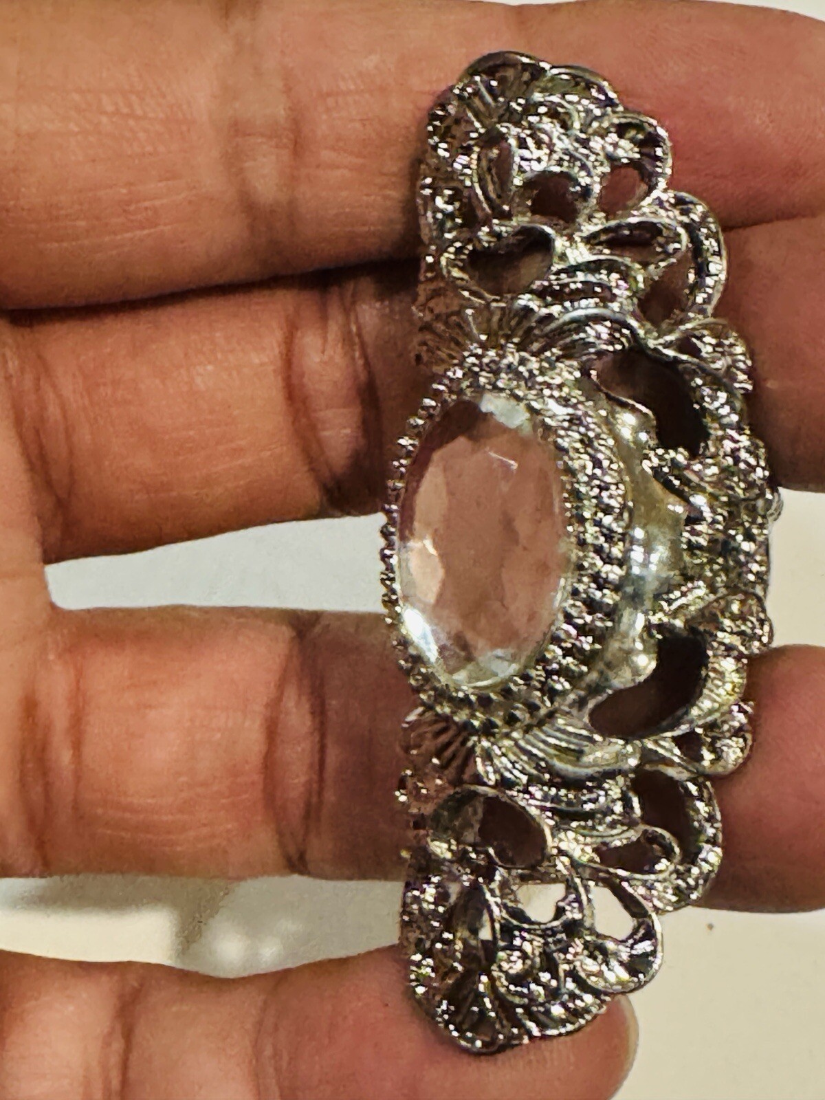 Silver Color Long Ring Stretch Size 8+
