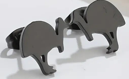 Cassowary/Emu Stud Earrings Stainless Steel Black/Gold Color/Silver Color