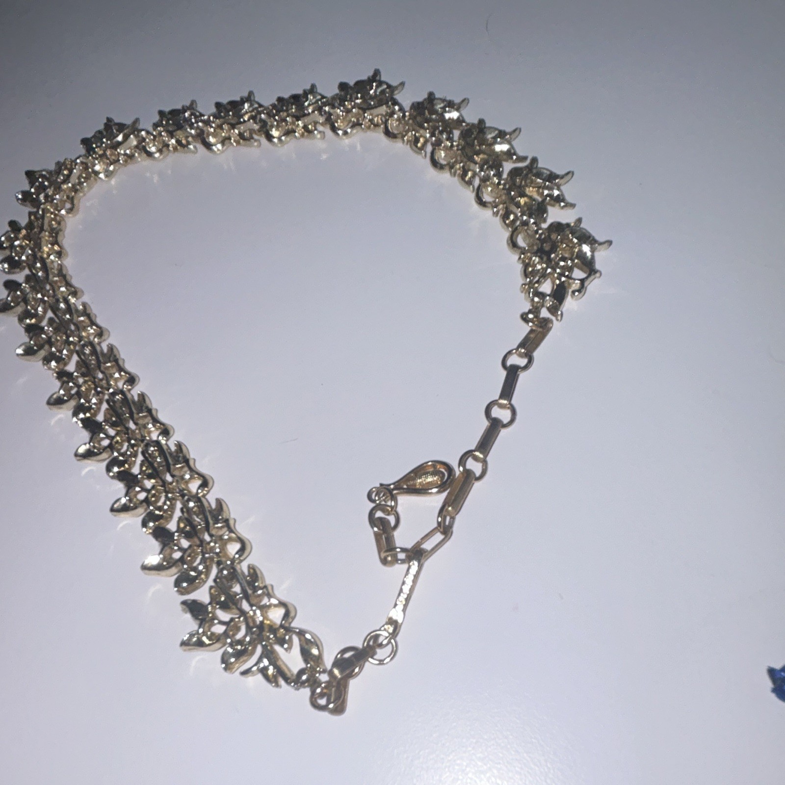 Gold Tone Leaf Link Statement Necklace Adjustable Lobster Clasp
