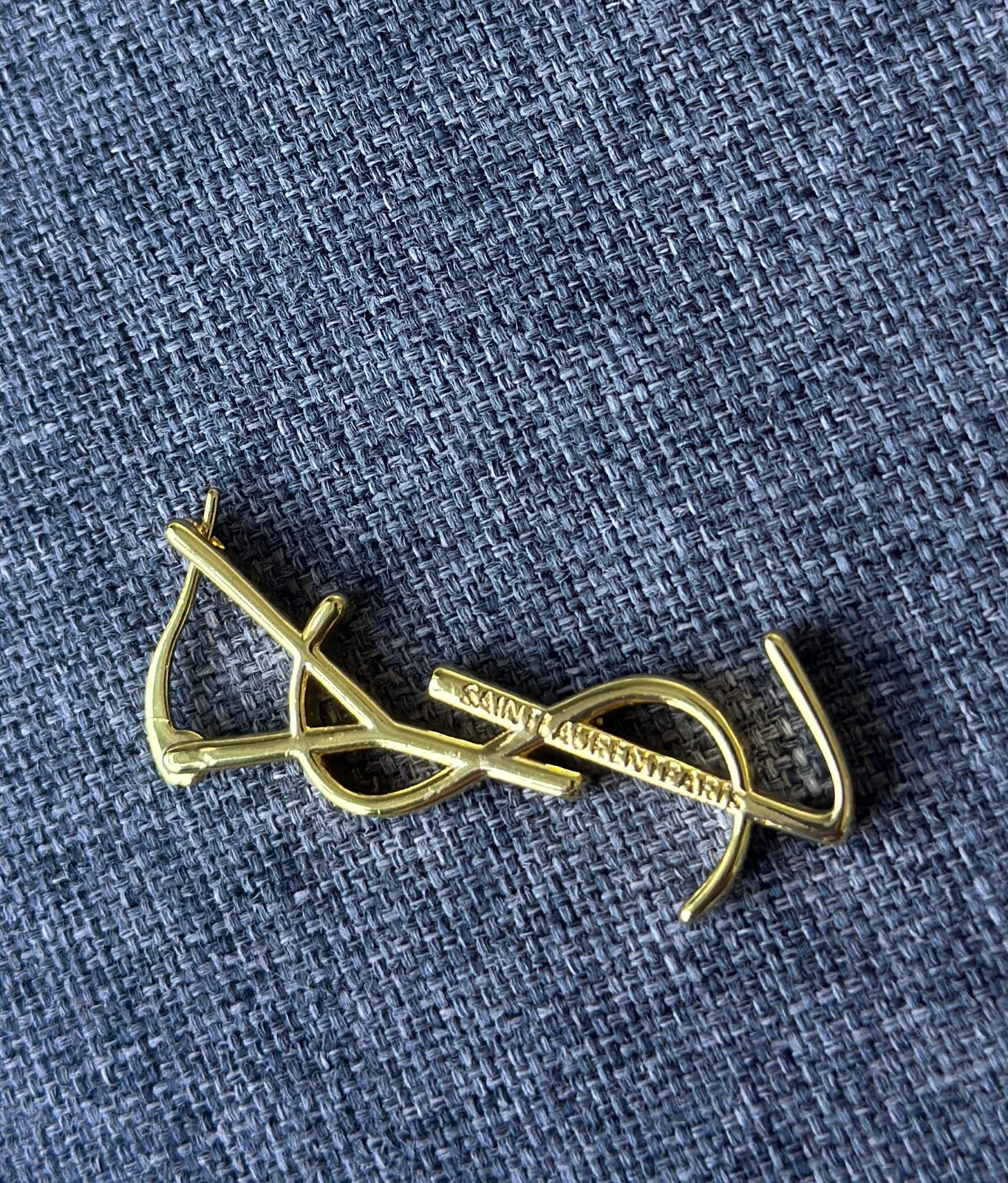 Saint Laurent YSL Logo Drop Hoop Earrings Designer Gold Tone Earrings Jewelry