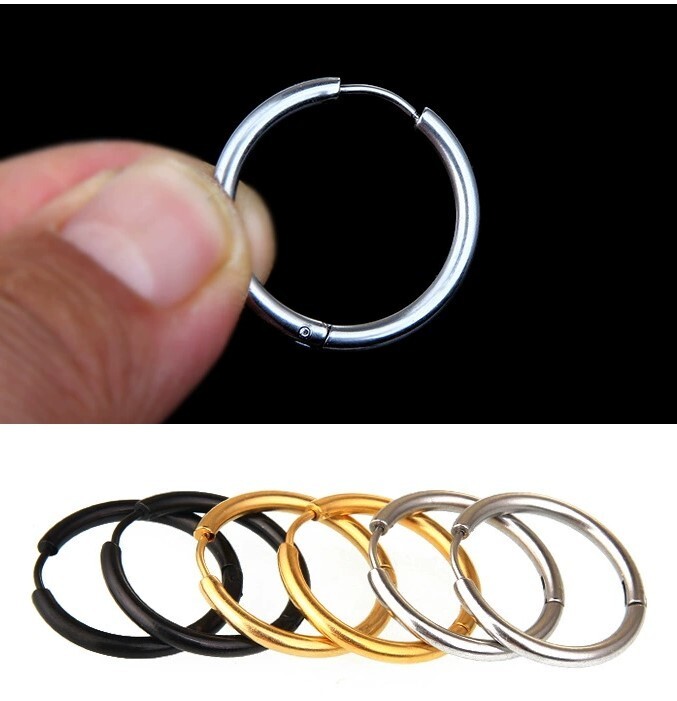 Titanium Steel Hoop Earrings Women Men Earrings Unisex Pair Thin Huggie