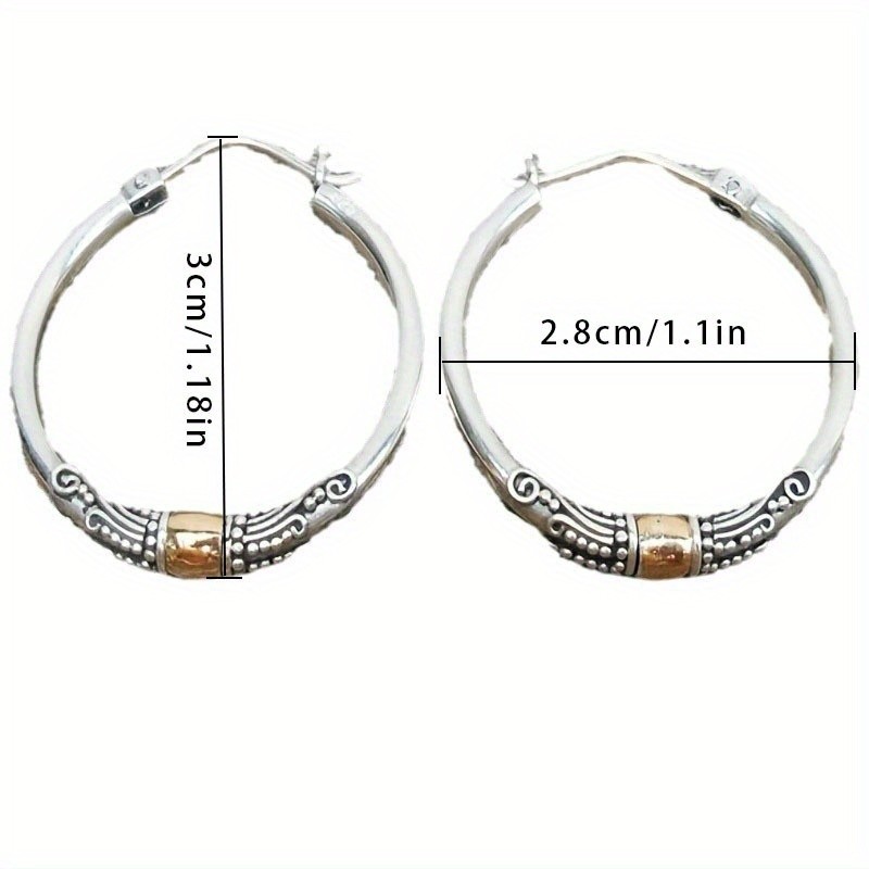 Vintage Textured Hoop Earrings Boho Ethnic Jewelry Daily Wear Accessory Gift