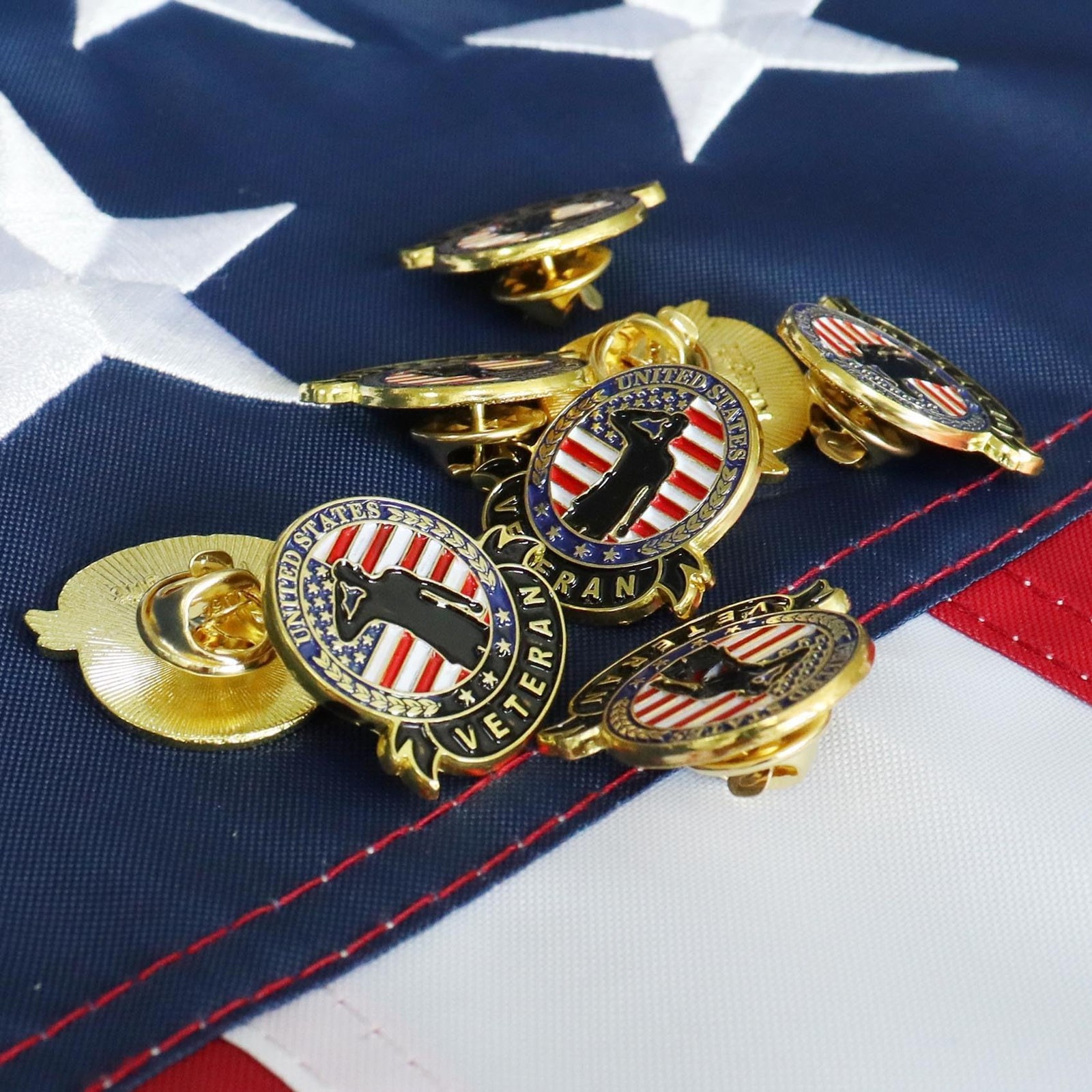 50 Pcs US Veteran Day Pins – Female/Male Soldier Patriotic American Flag Pins…