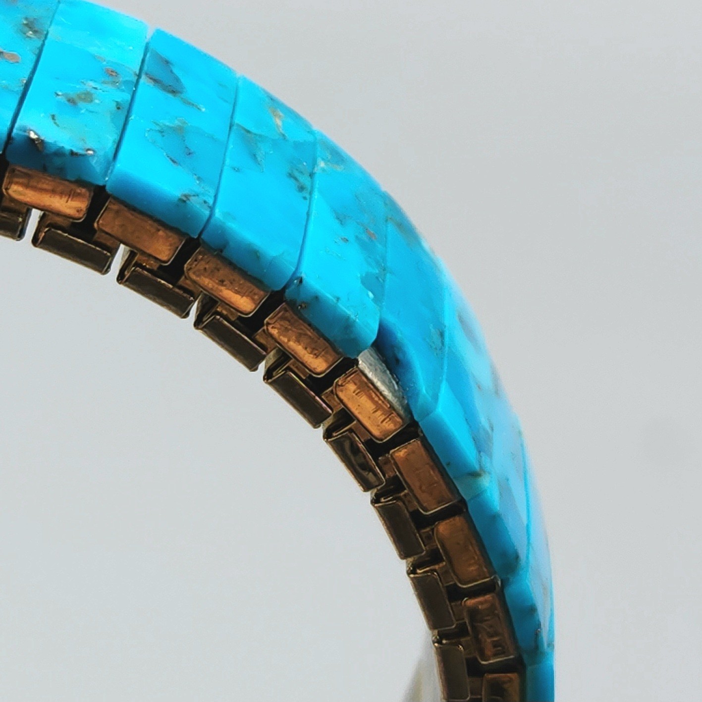 Vintage Turquoise Slab Expansion Stretch Bracelet 6.75″