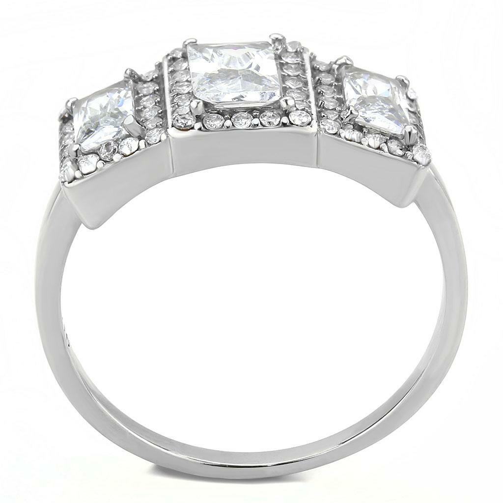 DA322 – No Plating Stainless Steel Ring with AAA Grade CZ in Clear