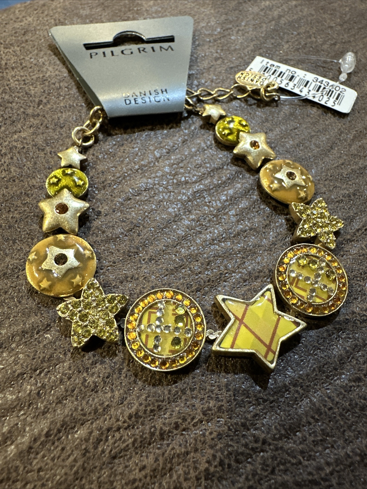 Pilgrim Jewellery Swarovski Crystal Yellow Star Copper Bracelet