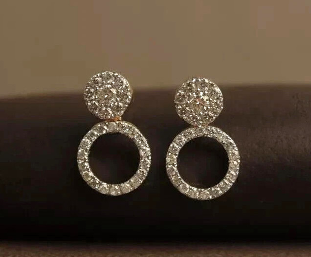 Women Drop/Dangle Earrings 14k Yellow Gold Finish Round Cut Simulated Diamond
