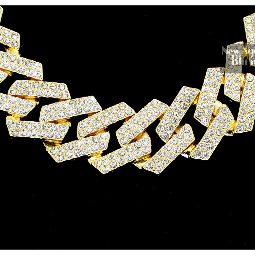 20mm Iced Square Miami Cuban Link 14k Gold Plated 7″-30″ Cubic Zirconia Necklace