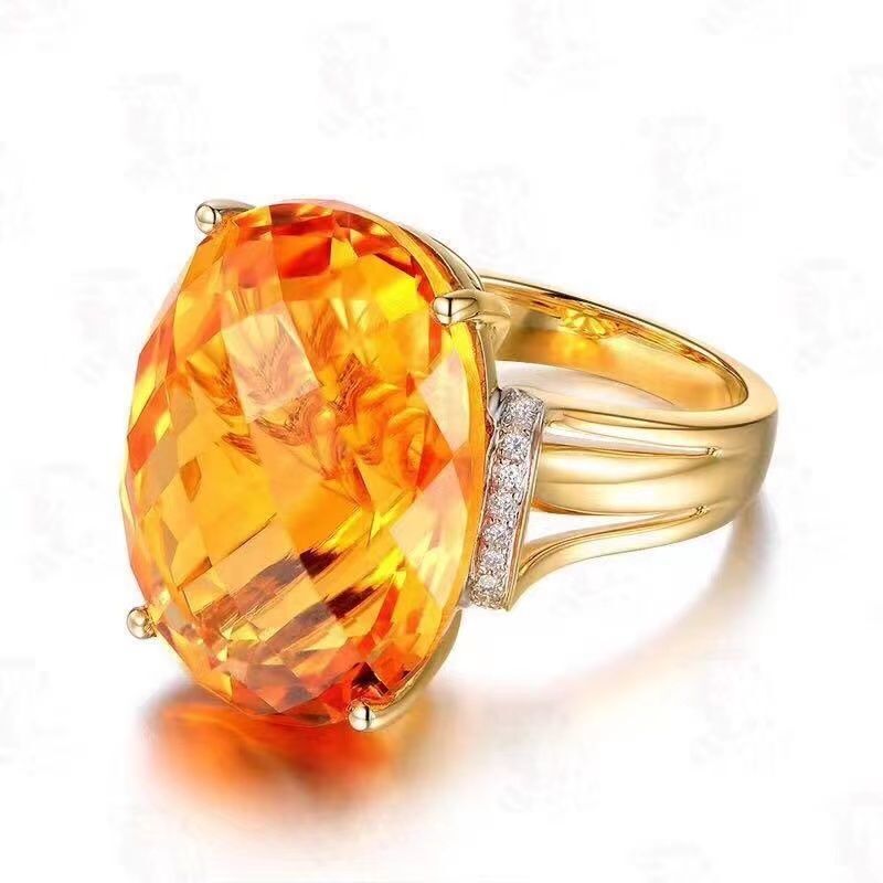 New Citrine Ring Lucky Transshipment Zircon Ring
