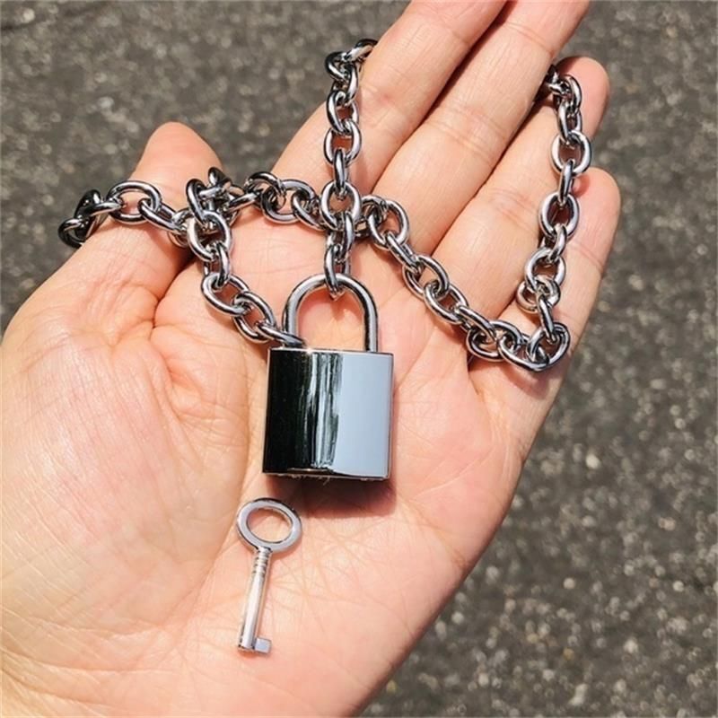 Hot Lock Chain Necklace Punk Stainless Steel Link Padlock Pendant Gothic Jewelry