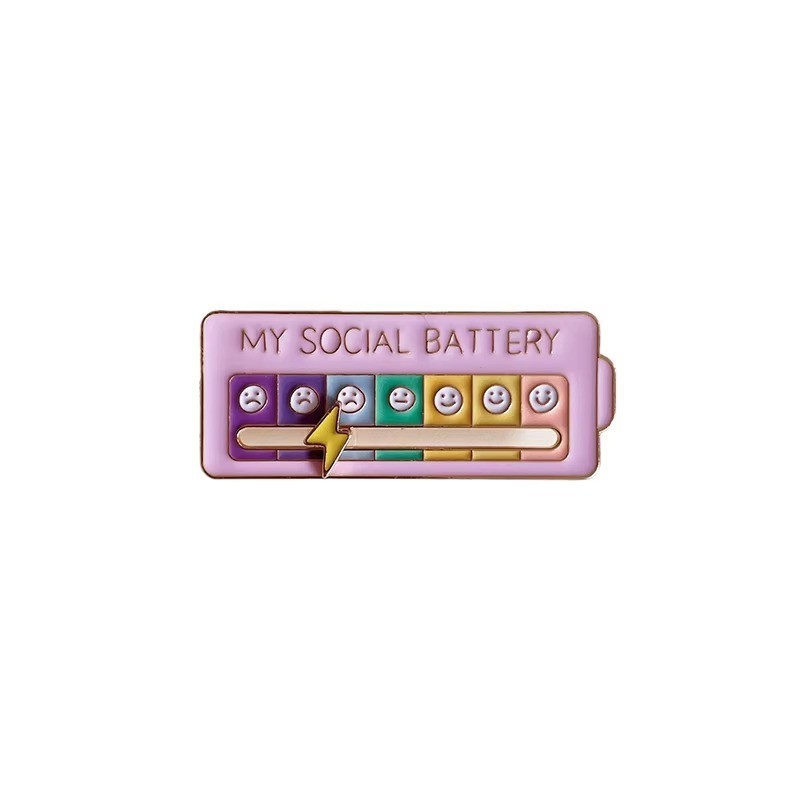 My Social Power Battery Brooch Social Power Enamel Badge Transform Mood Energy B