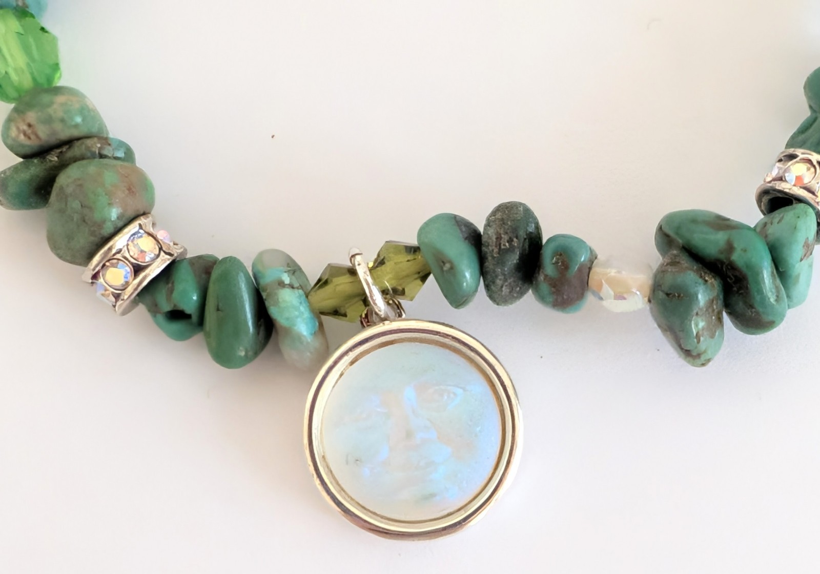 Vintage KIRKS FOLLY Seaview Moon Face Turquoise Nugget Stretch Bracelet