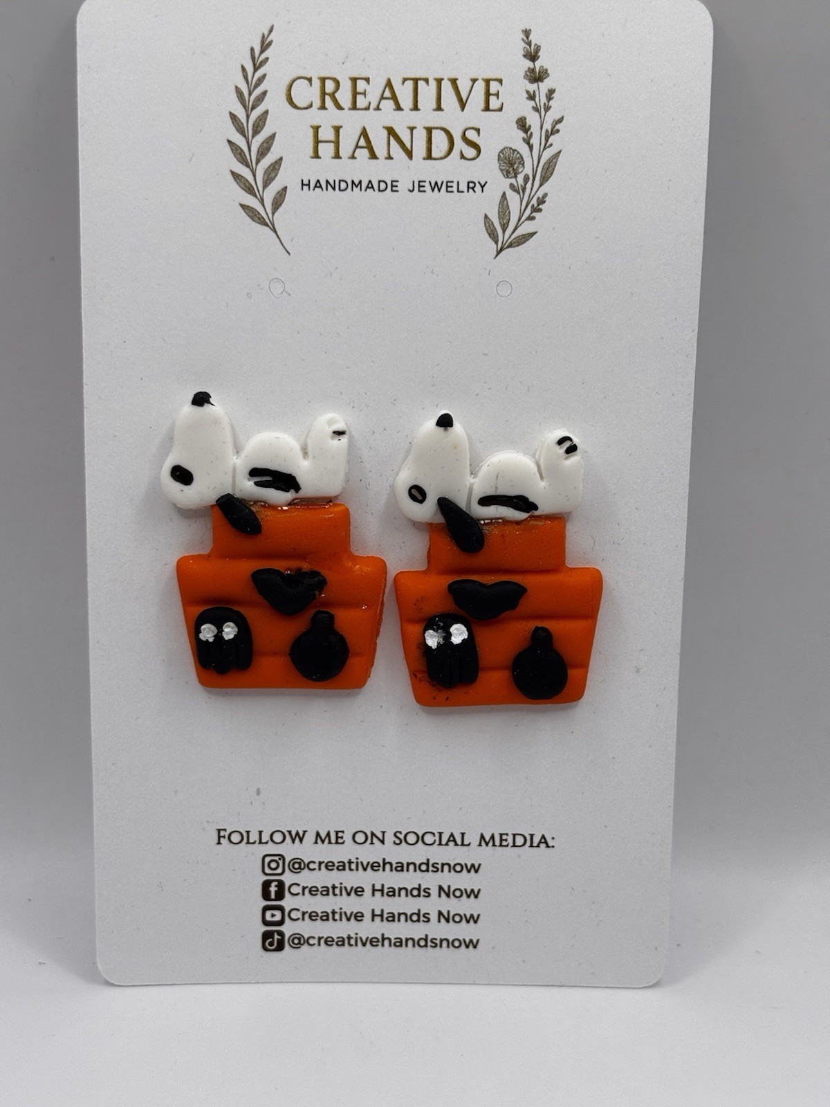 Snoopy Halloween Earrings Orange Doghouse Ghost Bat Peanuts Inspired Jewelry