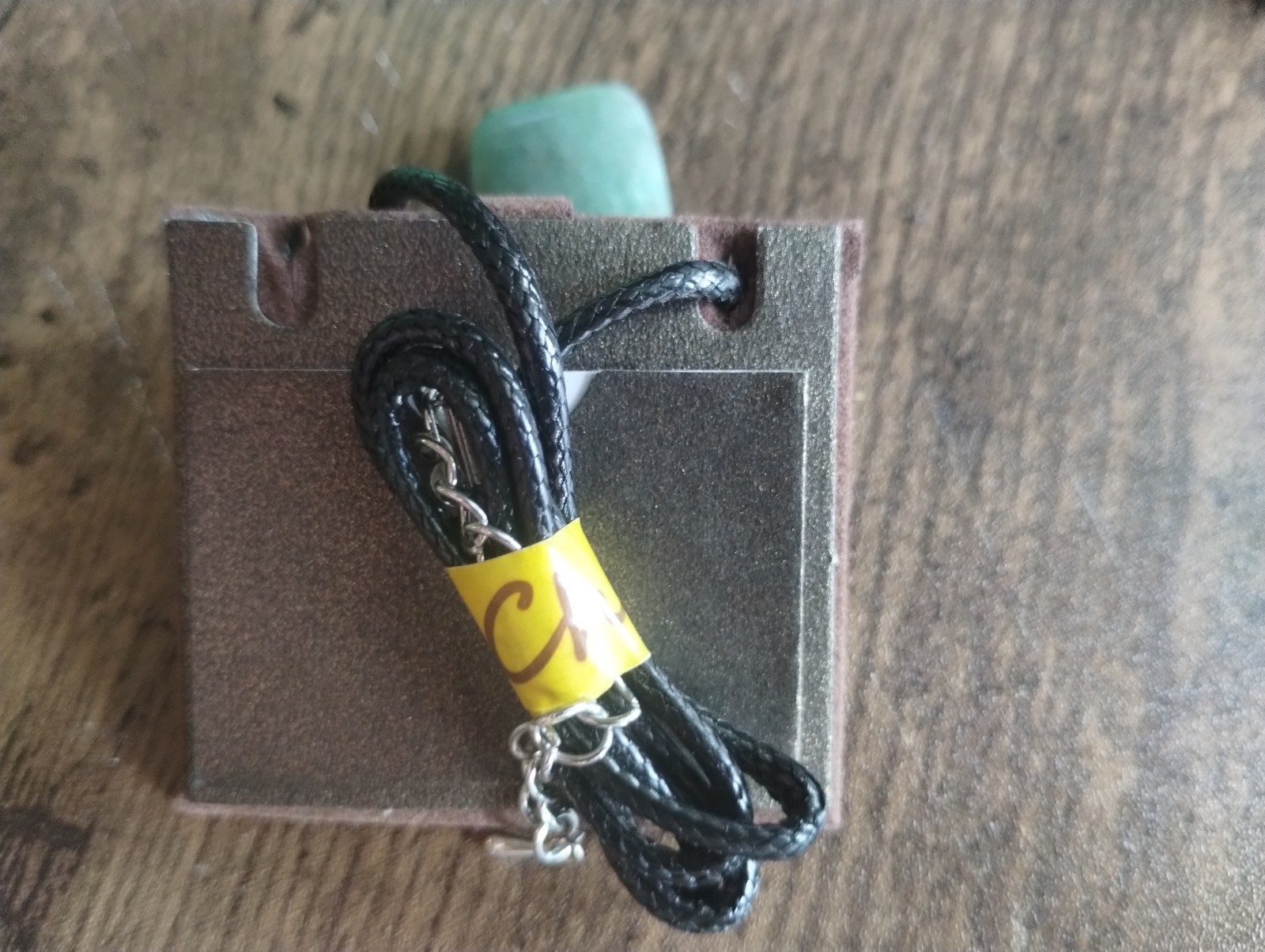 Chesed Semi Precious Stone Rectangle Pendant/ Necklace Set 6 & 2 Leather Necklac
