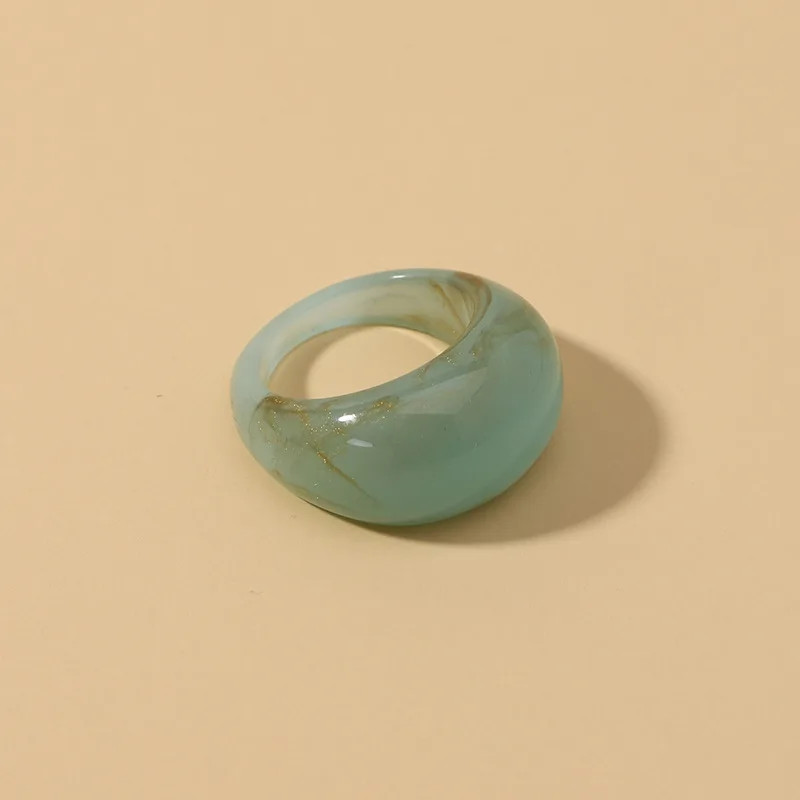 Transparent Acrylic Geometric Ring Round Resin Band Lightweight Jewelry