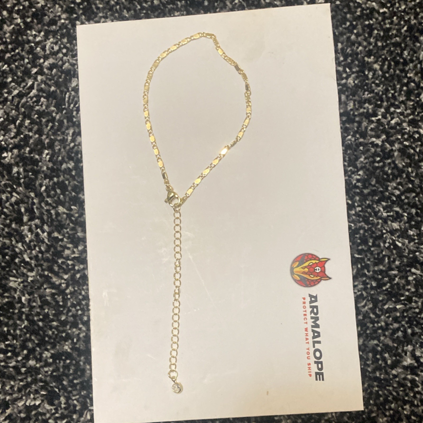 Gold Tone Figaro Chain Necklace, Adjustable Extender, Clear CZ Round Charm